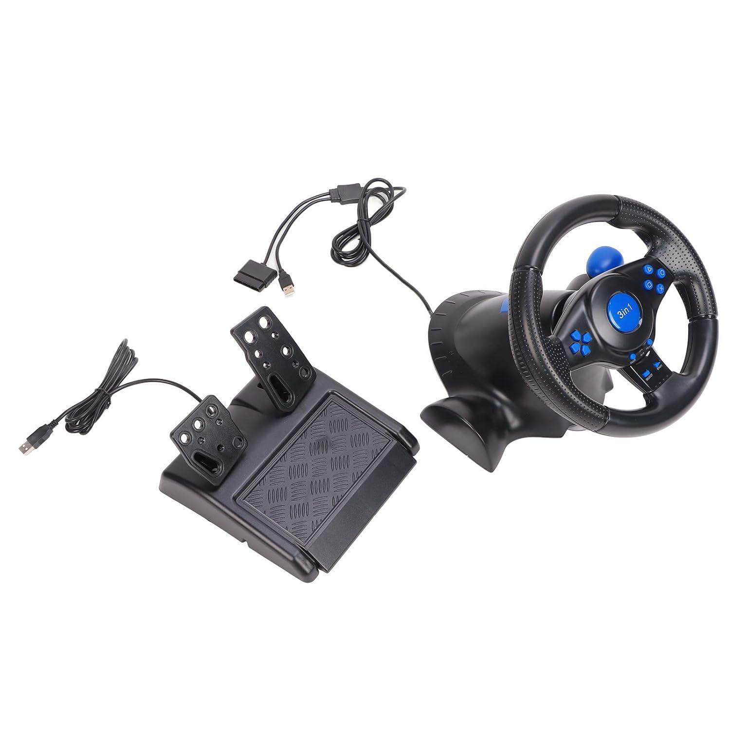 Game Racing Simulation Driving Force Racing Wheel and Floor Pedals USB Game Racing  Wheel 3 in 1 Car Central Control Steering Wheel Gaming Steering Wheel For  PS3 For PS2 PC Use