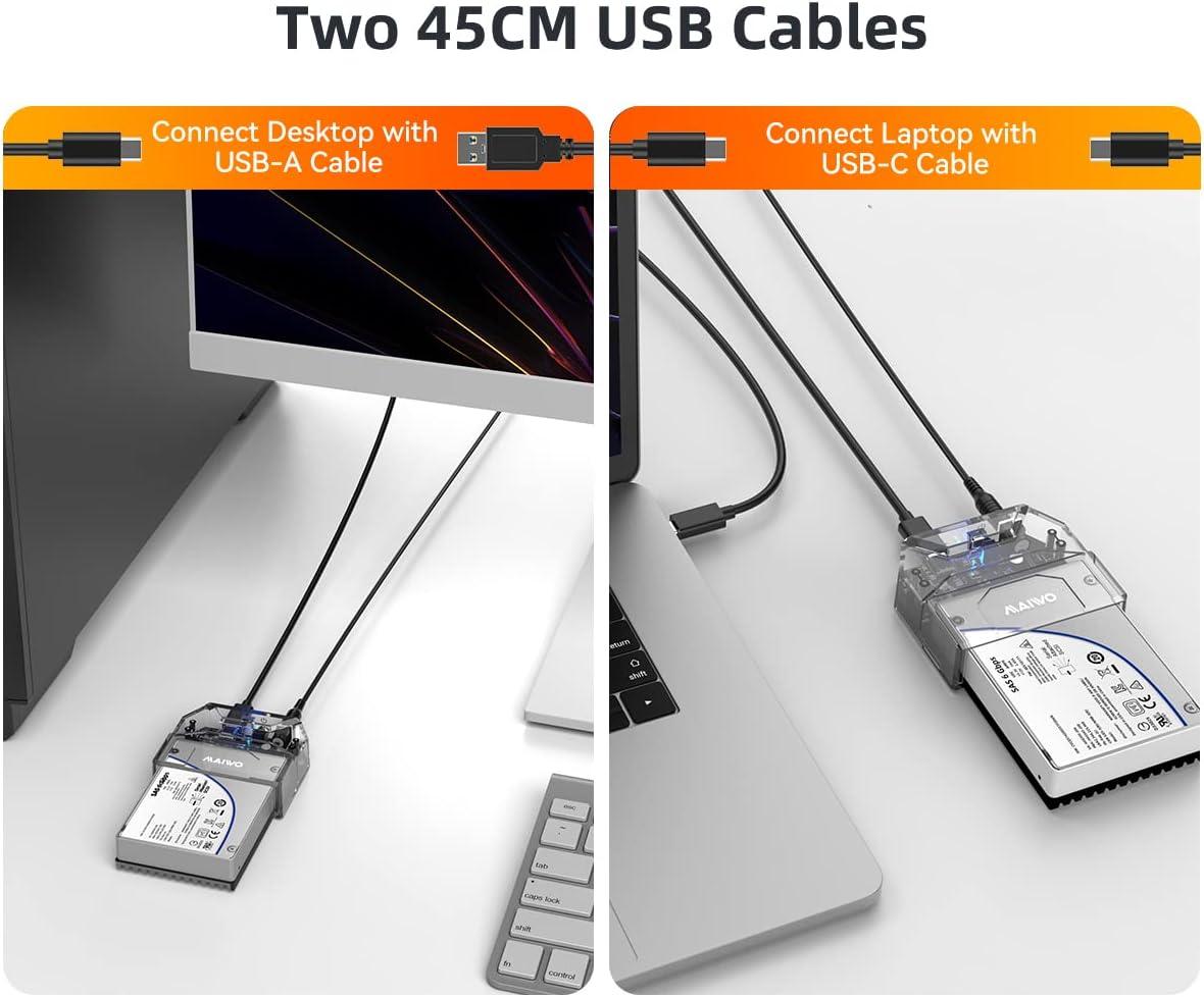 MAIWO SAS to USB-C Adapter Enclosure(MAX 6Gbps) Tool-Free 2.5 inch