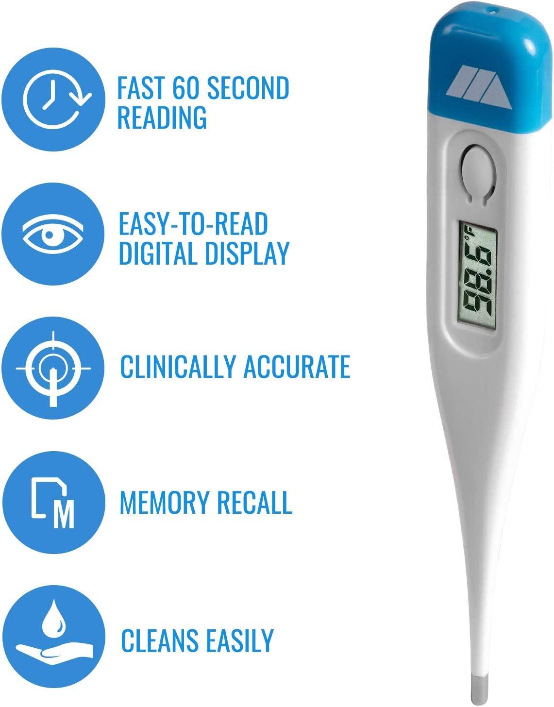 Mabis Basal Oral Digital Thermometer Stick LCD Display 15-639-000 1 Each