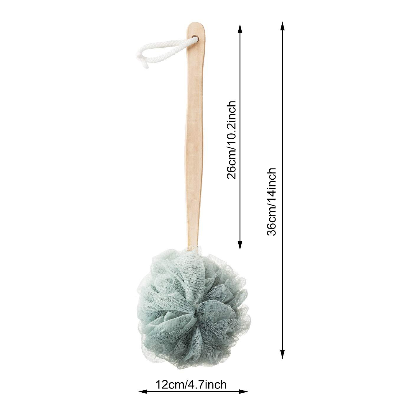 4 Pack Back Scrubber for Shower with Long Handle, Loofah on a Stick for  Exfoliating, 4 Assorted Colors, 16 in