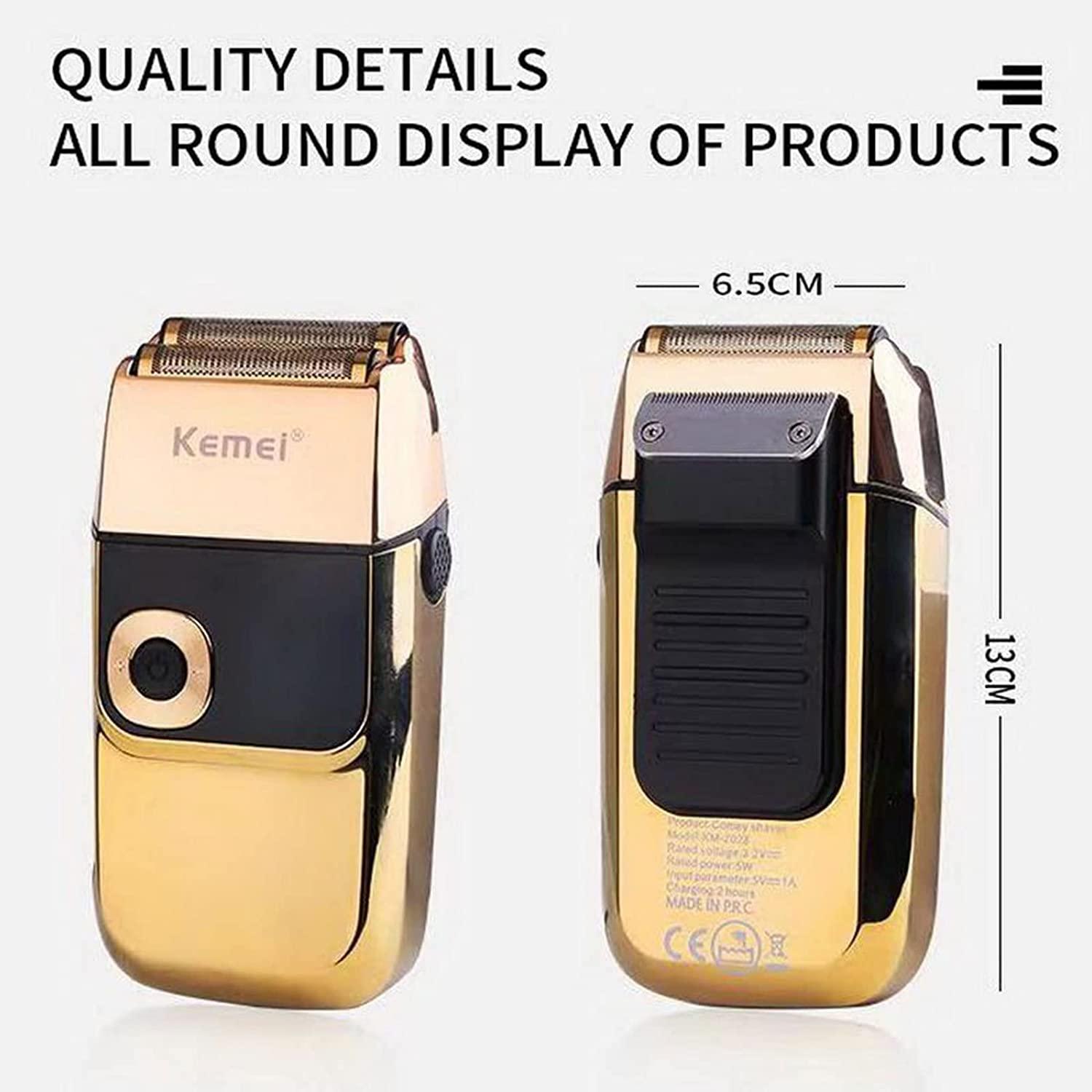 KEMEI Electric foil Shavers for Men, LCD Display Cordless Men's Razors, USB  Rechargeable with Pop-up Beard Trimmer Best Worldwide Travel Gift, Model KM  2028, Gold