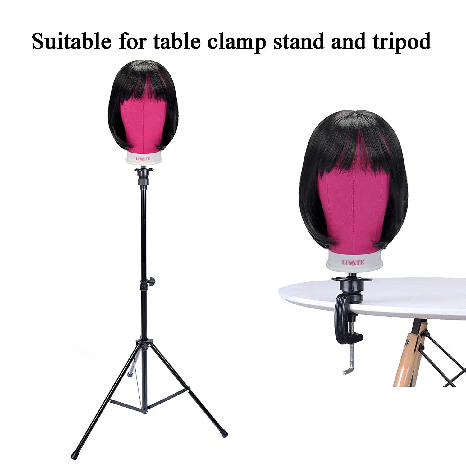 LUNGCYX 22 Inch Wig Head, Wig Stand Tripod with Mannequin Head,Wig Head  Stand with Canvas Head for Wigs Making Display with Table Clamp,Lace Wig