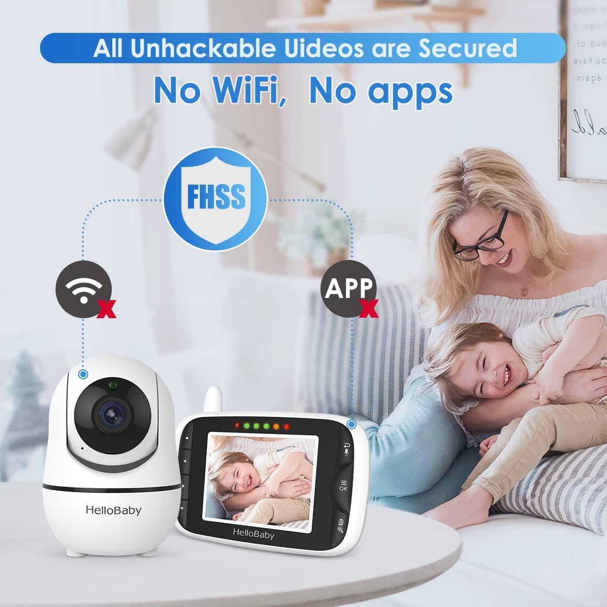 HelloBaby Baby Monitor -FK5662 5 inch HD LCD Video Baby Monitor with  Camera and Audio, Auto Noise Reduction, Camera Tilt Zoom, IR Night Vision