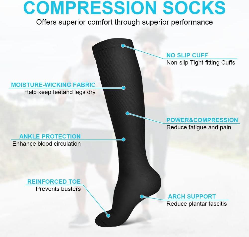 ACWOO Compression Socks for Women & Men 6 Pairs Non-Slip