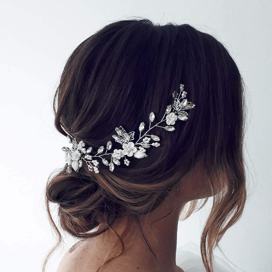 Unique Pearl Hair Flower Leaf Bride Wedding Headband Jewelry Headpieces  Crystal Bridal Hair Accessories, Hair Accessories