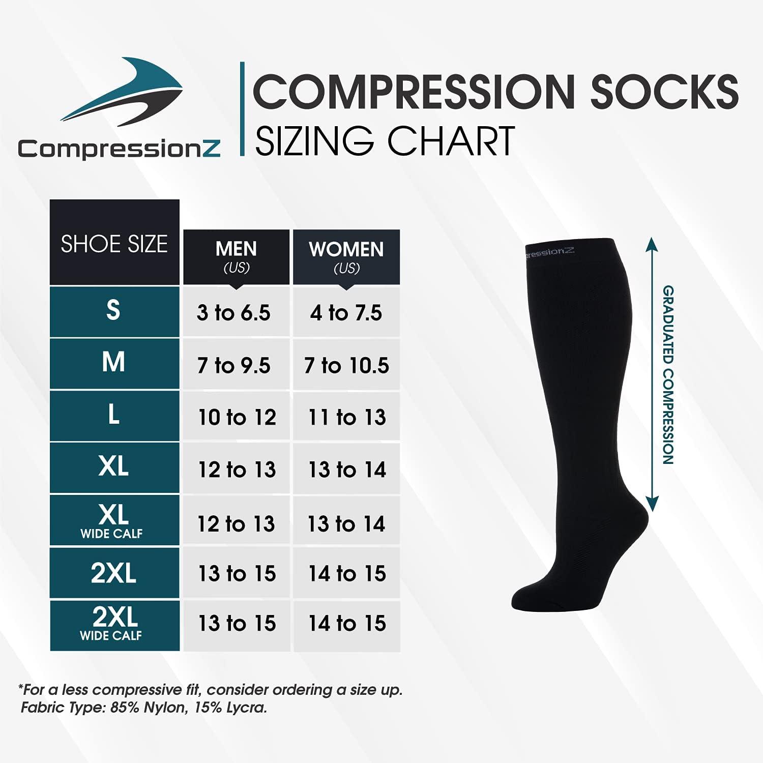 CompressionZ Compression Socks 20-30 mmHG for Men & Women - Nurses Runners  White 2 Pack Medium