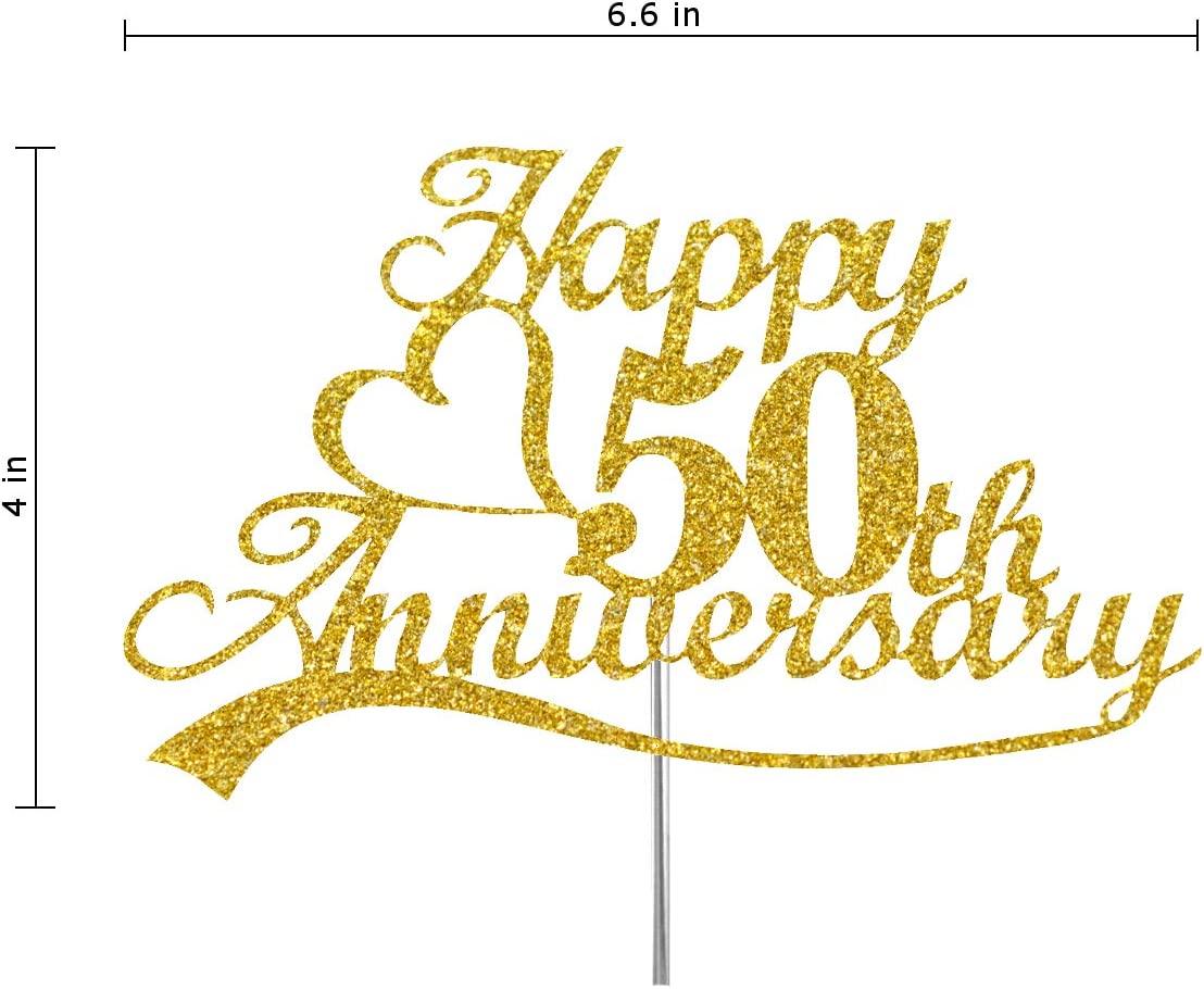 50th Anniversary Cake Topper Gold Glitter, 50 Wedding Anniversary ...