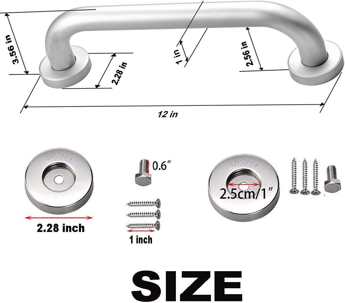 ZUEXT 2 Pack 12 Inch Black Shower Grab Bar w/ Anti Slip Rubber Grip ,  Stainless Steel