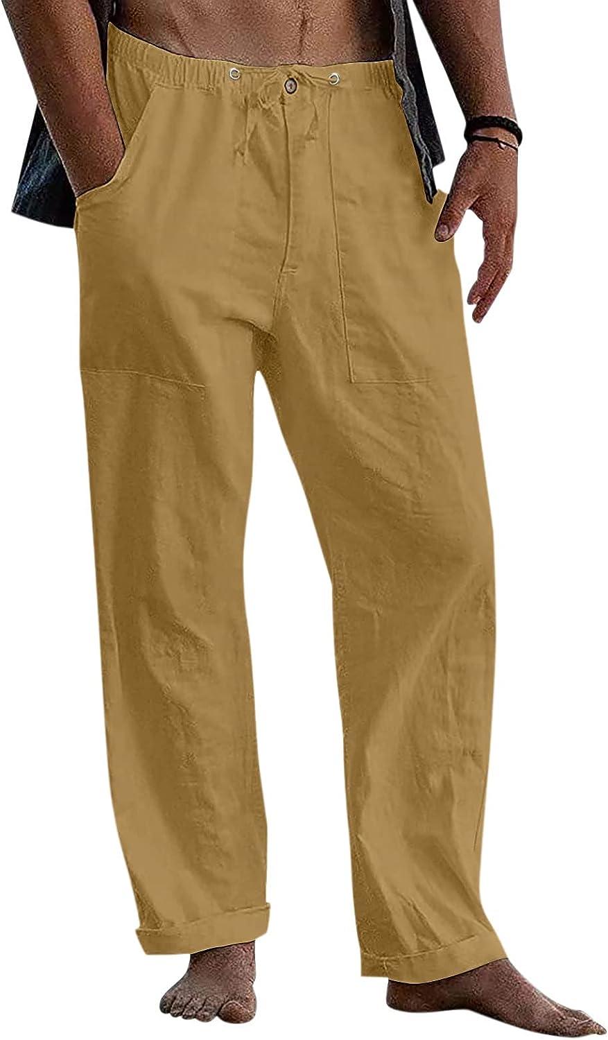 Mens Plus Size Cargo Pants, Outdoor Casual Solid Loose Hiking