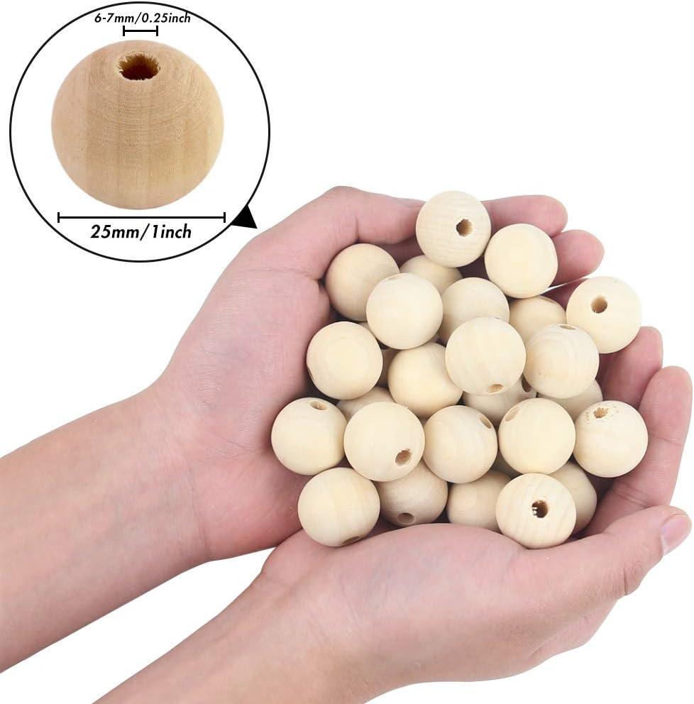 Mandala Crafts Round Wooden Beads for Crafts - Natural Wood