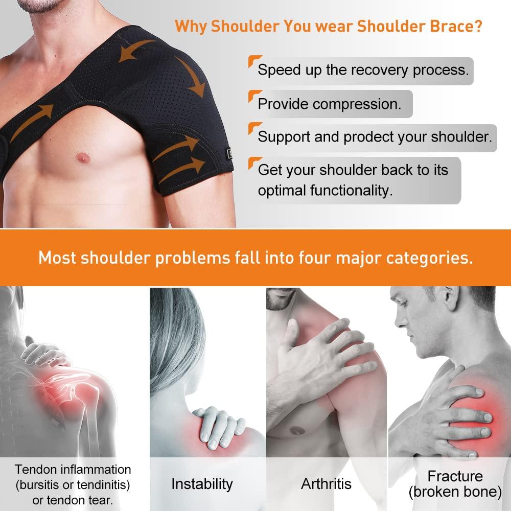 Shoulder Brace for Women and Men | Adjustable Compression Rotator Cuff  Support | for Arthritis | Injury Prevention | Dislocated AC Joints (Medium)…