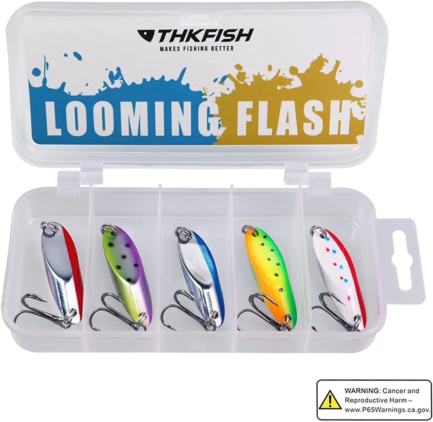 THKFISH Fishing Lures Trout Lures Fishing Spoons Lures for Trout Pike Bass  Crappie Walleye 18oz 15oz 14oz 38oz 12oz 34oz 5pcs Color A 18oz 5pcs