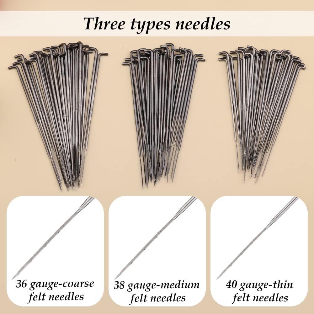 122 Needle Felt Tools, 3 Sizes Felting Needles, 3pcs Handles