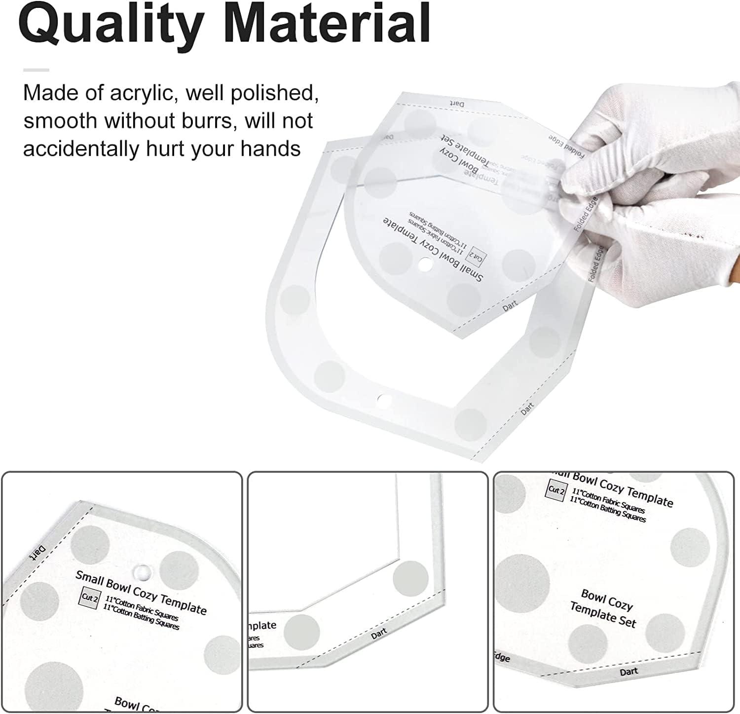 Bowl Cozy Template Cutting Ruler Kit, Acrylic Transparent Quilting