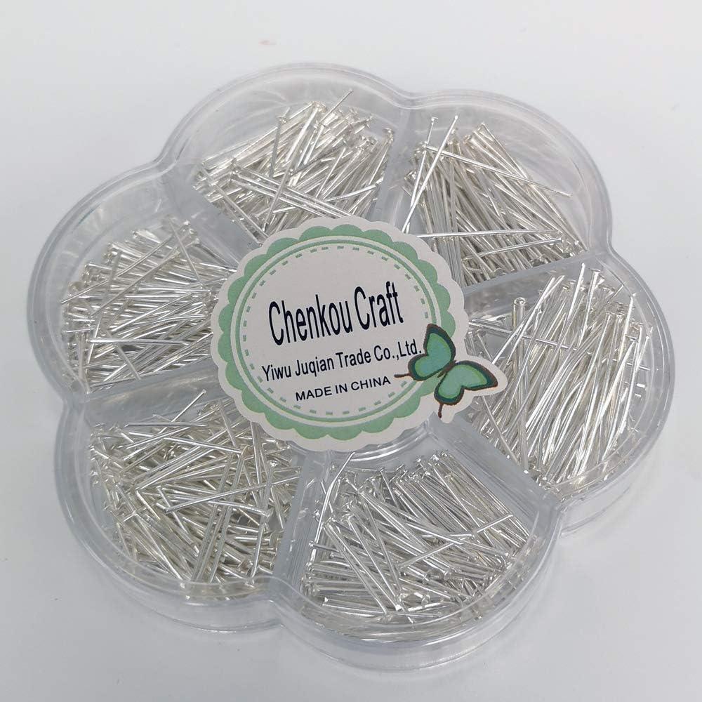 Chenkou Craft 700pcs Assorted of 7 Sizes Mix Flat Head Pins for Jewelry  Making (Silver Mix) Silver Mix