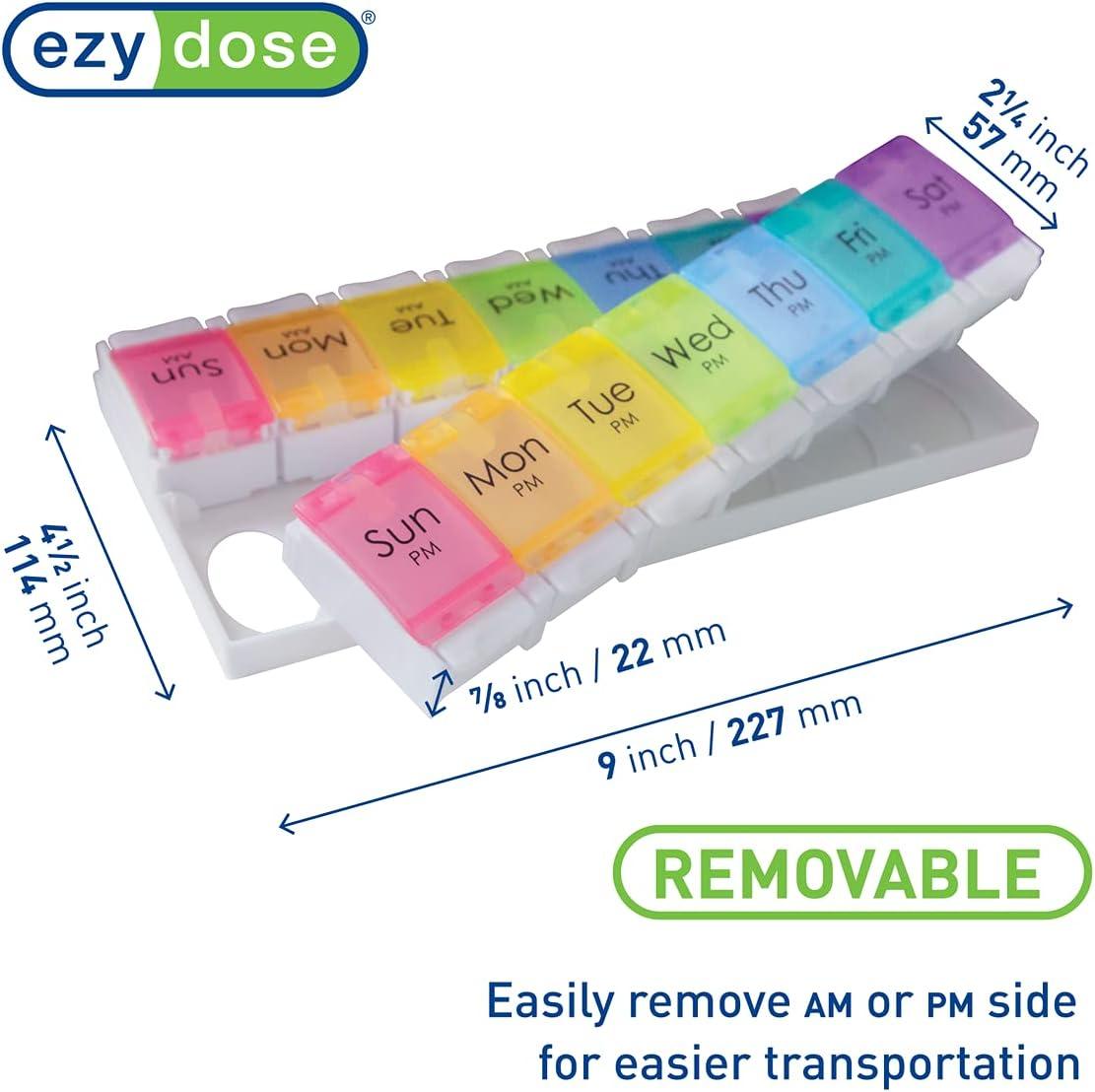 EZY DOSE Push Button (7-Day) Pill, Medicine, Organizer, Weekly, 2 Times a  Day