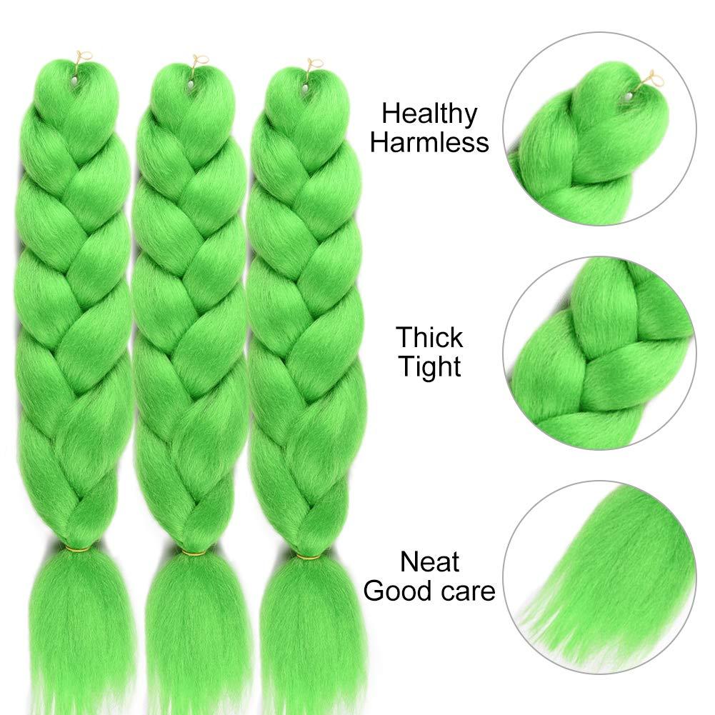 Black to Neon Green Braiding Hair Pre Stretched Braiding Hair Extensions
