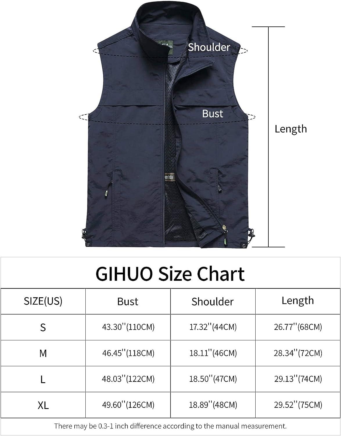 Gihuo Men's Fishing Vest Utility Vest Travel Safari Pockets Work