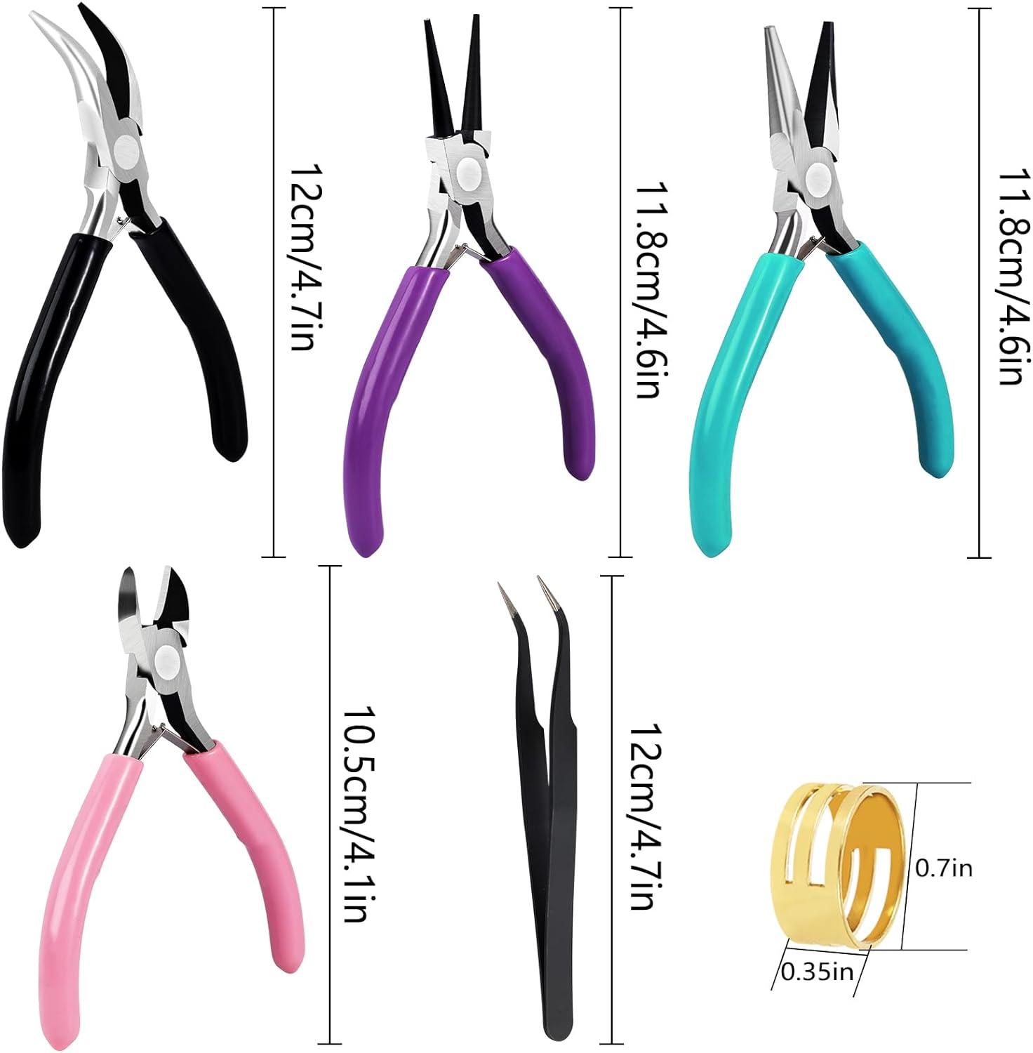 Swpeet 6Pcs 6 Types 4.5 Inch Jewelry Pliers Set, Colorful Jewelry Making  Tools Needle Nose Pliers Round Nose Pliers Wire Cutters, Crimping Pliers  Bent