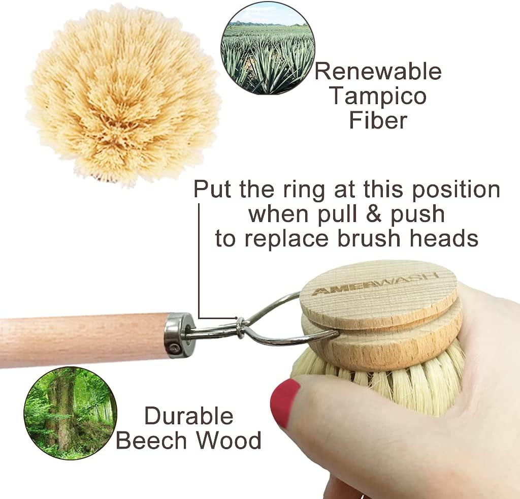 Beechwood Long Handle Dish Brush Replacement Head
