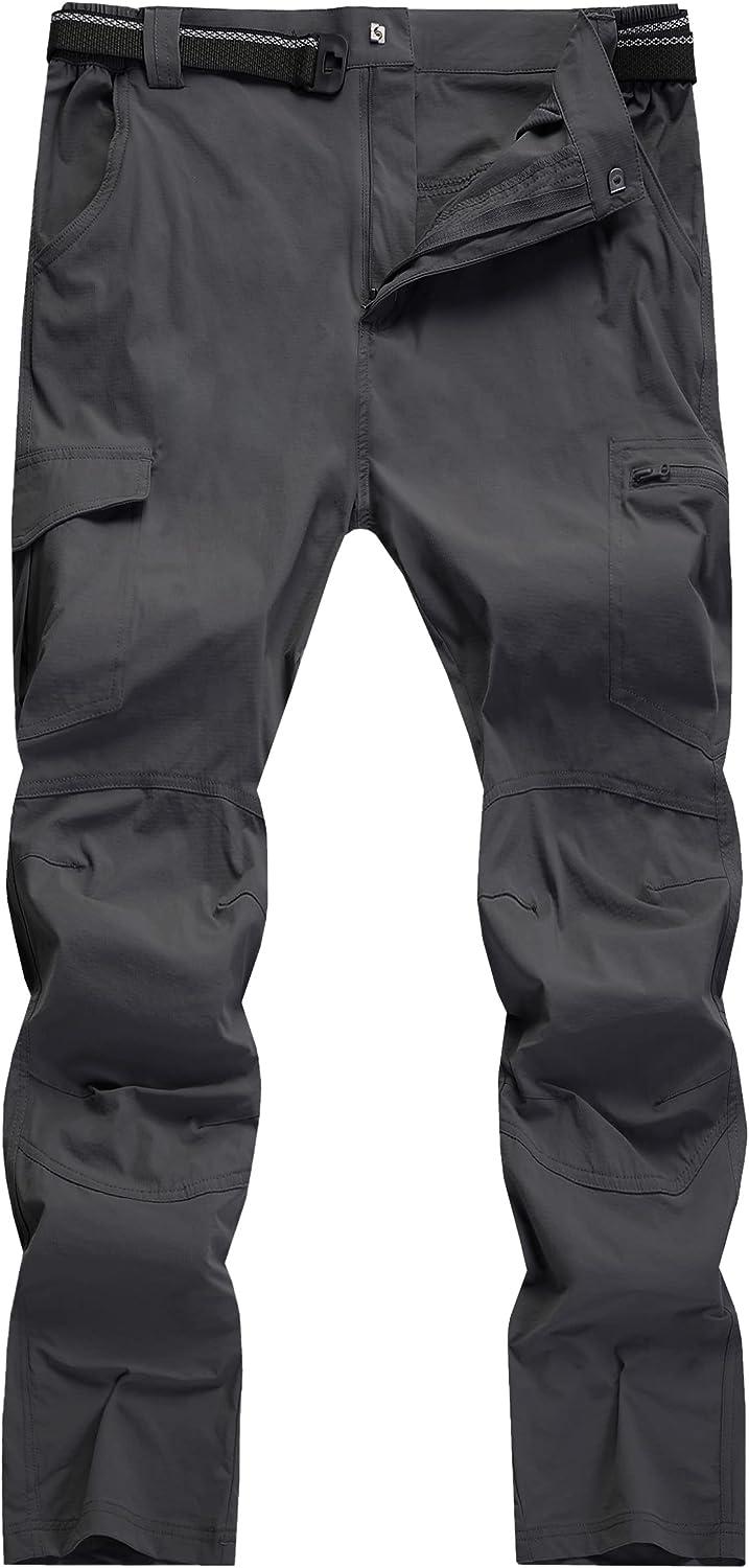 WENRONSTA Men's Hiking Work Cargo Pants Quick-Dry Lightweight Waterproof 6  Pockets Outdoor Mountain Fishing Camping Pants Dark Grey Medium