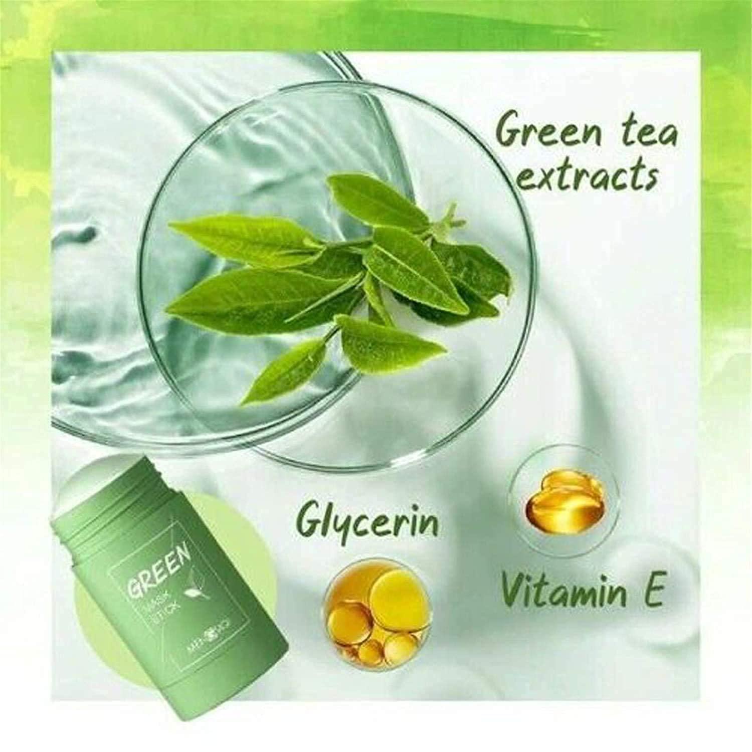 2Pcs Green Tea Mask Stick,Green Mask Stick For Face Moisturizes Oil  Control,Green Tea Purifying Clay Stick Mask,Poreless Deep Cleanse Mask  Stick For