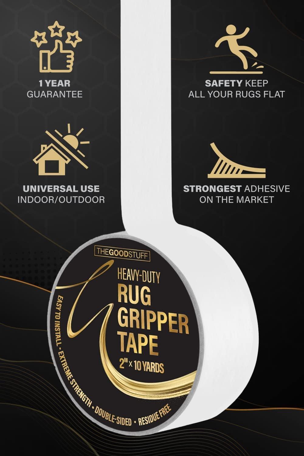 Heavy Duty Double Sided Rug Tape for Area Rugs on Hardwood Floors and Carpet, Secure Rugs with Strong 2 Sided Carpet Tape for Wood Floors (2 x 75ft)