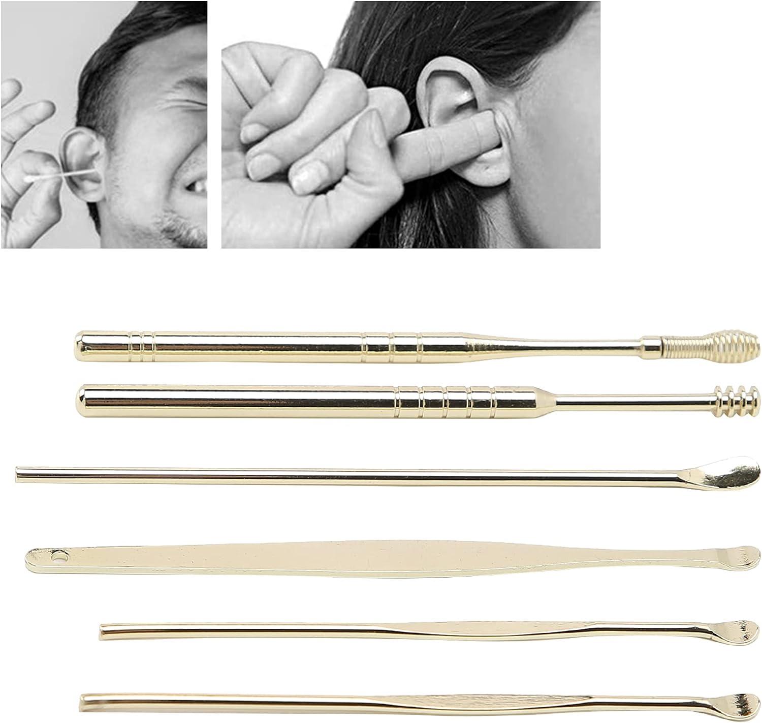6pcs/set Spiral Earwax Removal Tool With Leather Storage Box, Suitable For  Daily Use