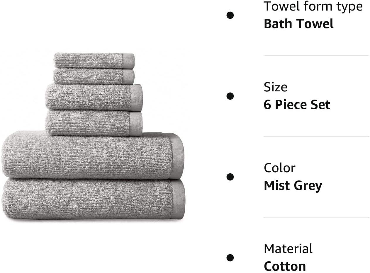 NY Loft 100% Cotton Towel Set  Super Soft and Absorbent Quick-Dry