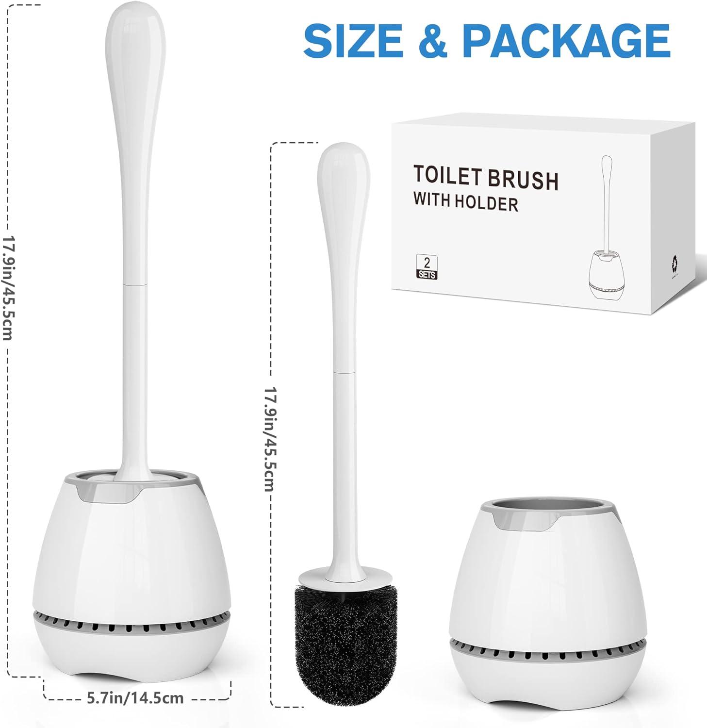 uptronic Toilet Brush and Holder 2 Pack, Toilet Brush with