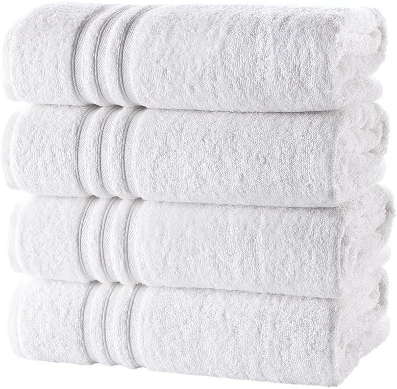 Hammam Linen White Bath Towels 4-Pack - 27x54 Soft and Absorbent, Premium  Quality Perfect for Daily Use 100% Cotton Towel 600 GSM 27 in X 54 in Towel  White