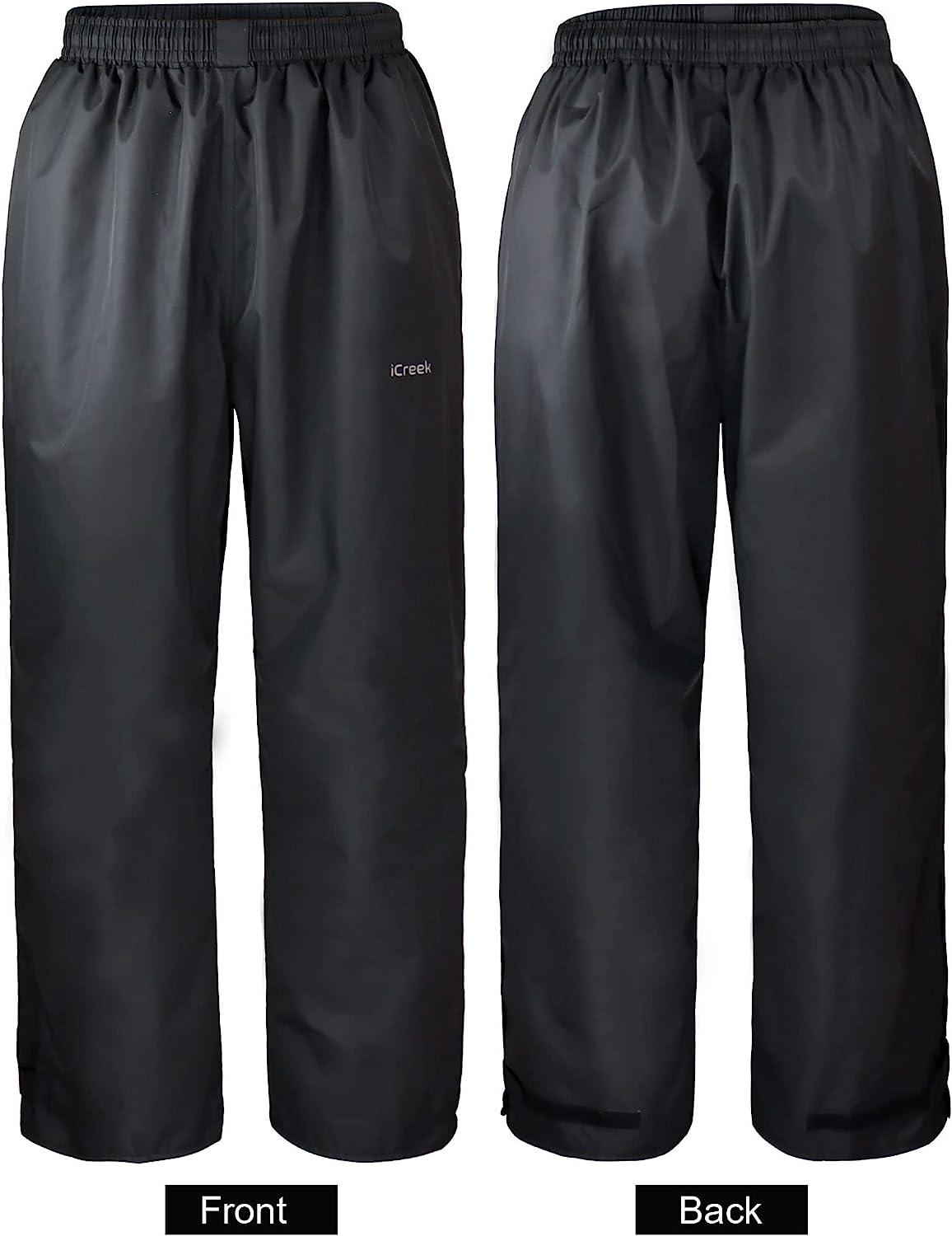 iCreek Men's Rain Pants Waterproof Breathable Windproof