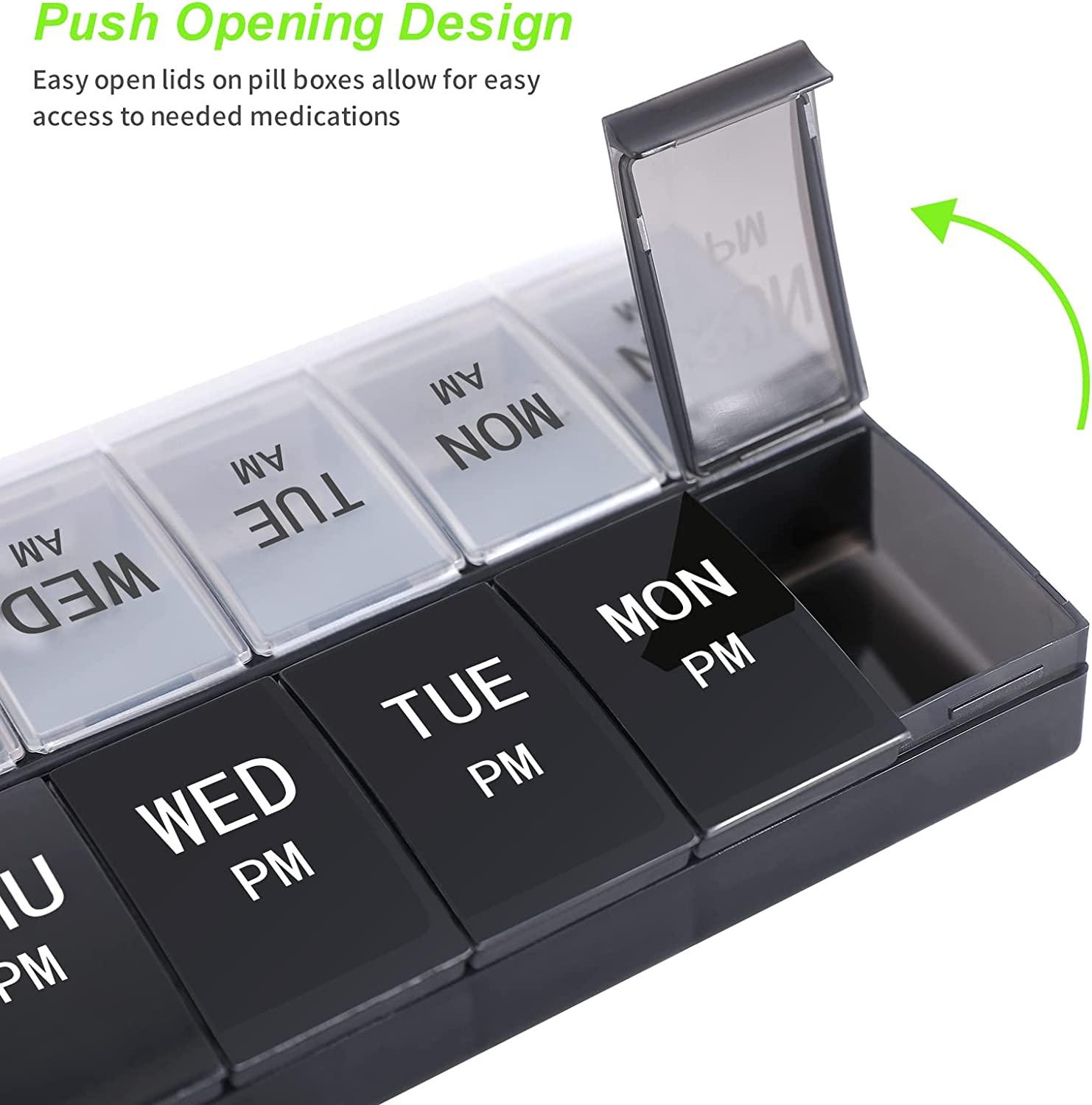 Extra Large Weekly Pill Organizer - XL Daily Pill Box - 7 Day Am Pm Jumbo  Pill Case/Container for Supplements Big Pill Holder Twice A Day Oversized