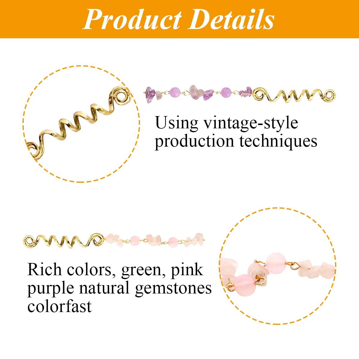 Handmade Hair Jewelry for Braids Colored Natural Stone crystal Locs tassel  Dreadlock Accessories Hair Gems for