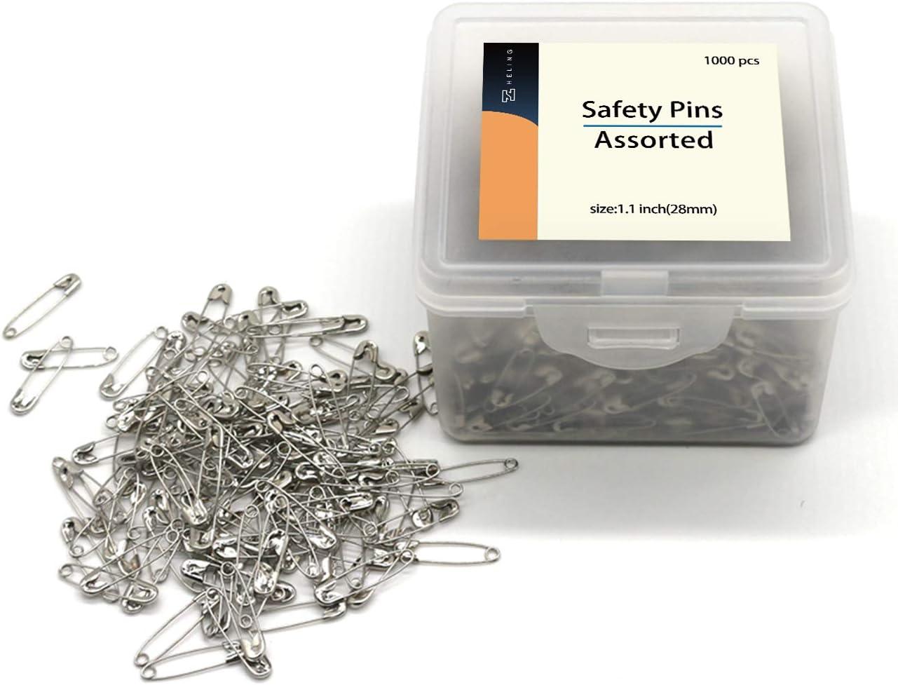 500Pcs Safety Pins Assorted, 1.5 Inch Rust-Resistant Steel Wire Silver  Sewing Safety Pins for Clothes, Large Safety Pins 1.5 Inch Bulk for Clothes