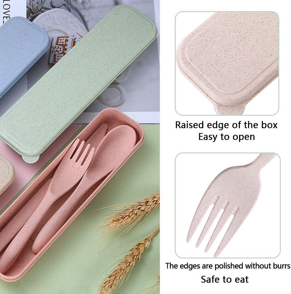 Portable Reusable Spoon Fork Travel Picnic Chopsticks Wheat Straw