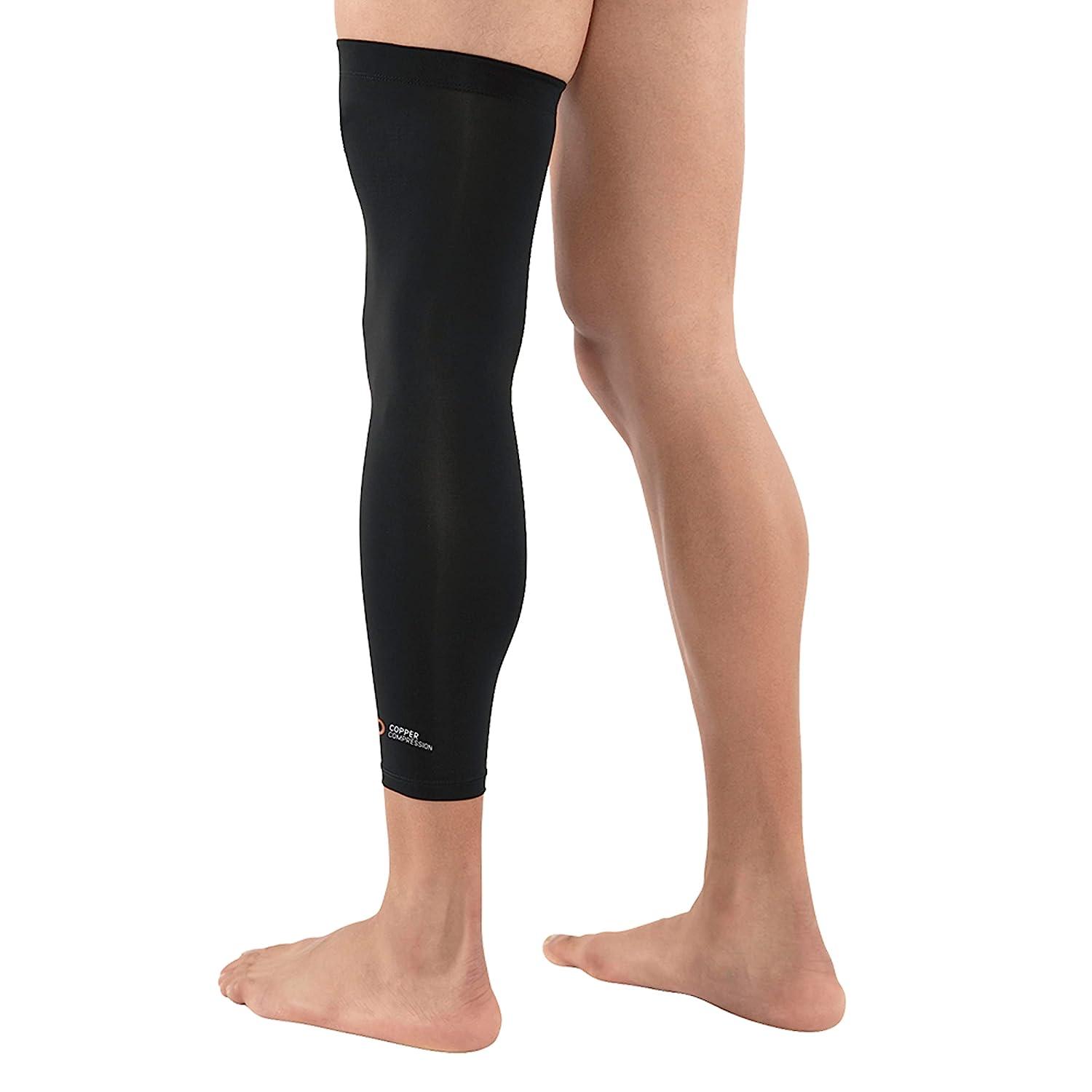 Copper Compression Leg Compression Sleeve - Copper Infused Knee Stabilizer  Brace for Running, Meniscus Tear, ACL, MCL, Arthritis, Joint Pain Relief.  Thigh & Calf Support. Fit for Men & Women X-large (Pack