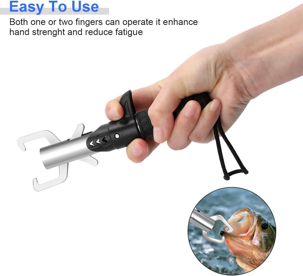 Stainless Steel Fish Lip Grabber Portable Fish Gripper with Anti-Lost  Lanyard Outdoors Fish Catcher Tool Gift for Men Portable Stainless Steel  Fish