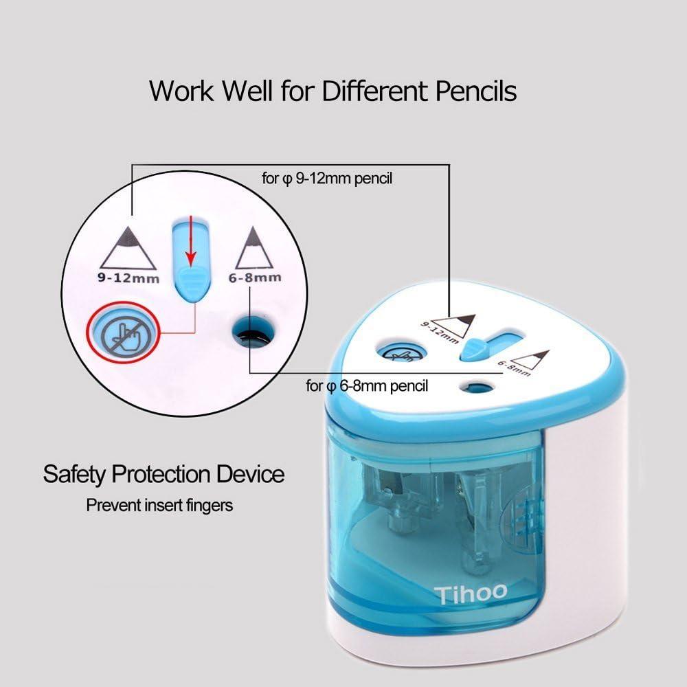 Tihoo Electric Pencil Sharpener for Colored Pencils Battery Operated Pencil  Sharpeners for No.2 and 6-12mm Pencils Double Hole for Office School  Artists Adults Kids Use (Blue)