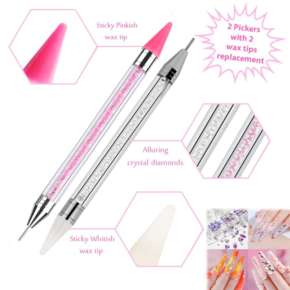 3pcs Wax Pencil for Rhinestones with 3pcs Wax Tips, Double-Headed Jewel  Picker Tool with Color Diamond Pen Tube, Gem Wax Pen for Nail DIY Craft  (Rose