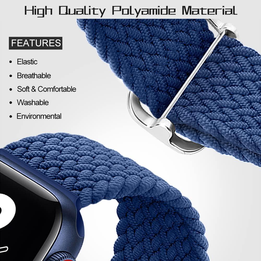 Qimela Stretchy Solo Loop Compatible with Apple Watch Band 49mm 45mm 44mm 42mm 41mm 40M 38mm for Women Men,Sport Elastic Breathable Nylon Braided