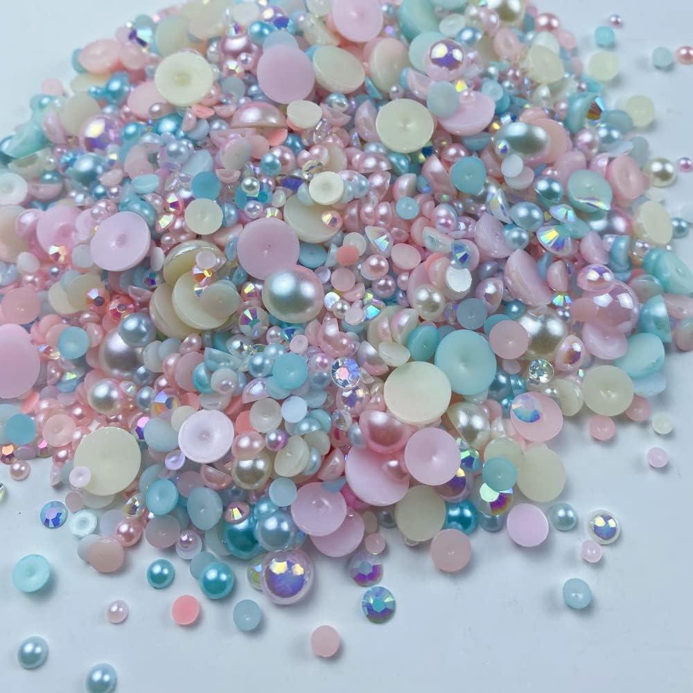  Briskbloom 60g Mix Flatback Pearls and Rhinestones for Crafts,  3620PCS Pearl Rhinestones for Nails Face Art Tumblers, Flatback Rhinestones  and Half Pearls, with Tweezers Wax Pen, Brown White : Beauty 