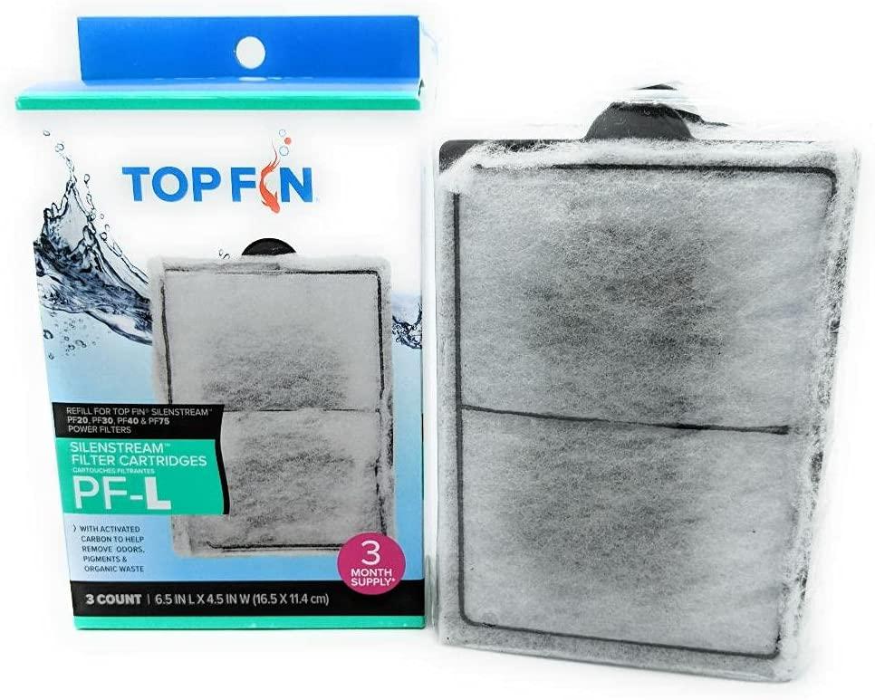 Top Fin Silenstream PF-L Refill for PF20, PF30, PF40 and PF75 Power Filters  6.5in x 4.5- (3 Count)