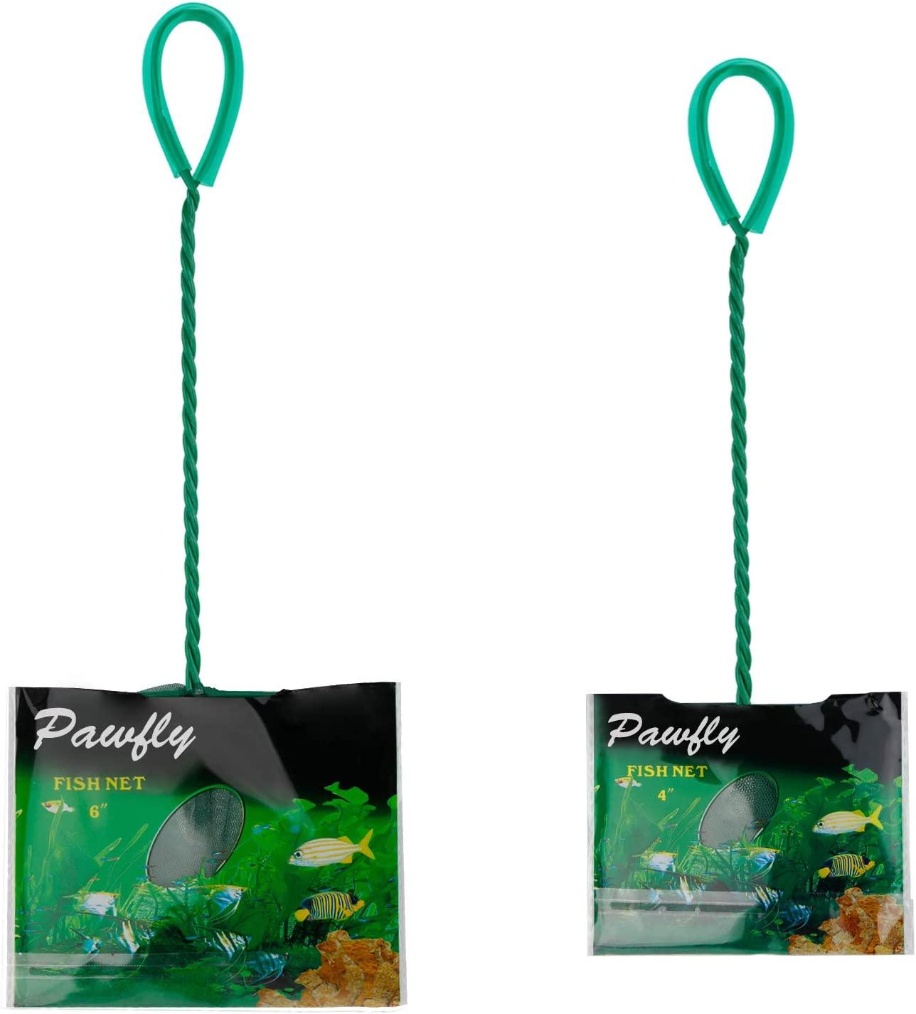 Pawfly 4 Inch Aquarium Net Fine Mesh Small Fish Catch Nets with Plastic  Handle - Green 1