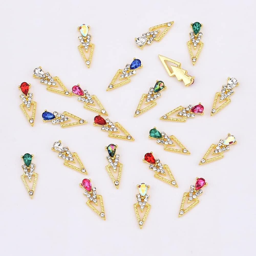 TEEKME 30pcs 7 Colors Mix Luxury Design Gold 3D Metal Nail Art Jewels  Square Stone Gems Glitter Nail Charm Rhinestone for Wedding Party Nails  Crafts