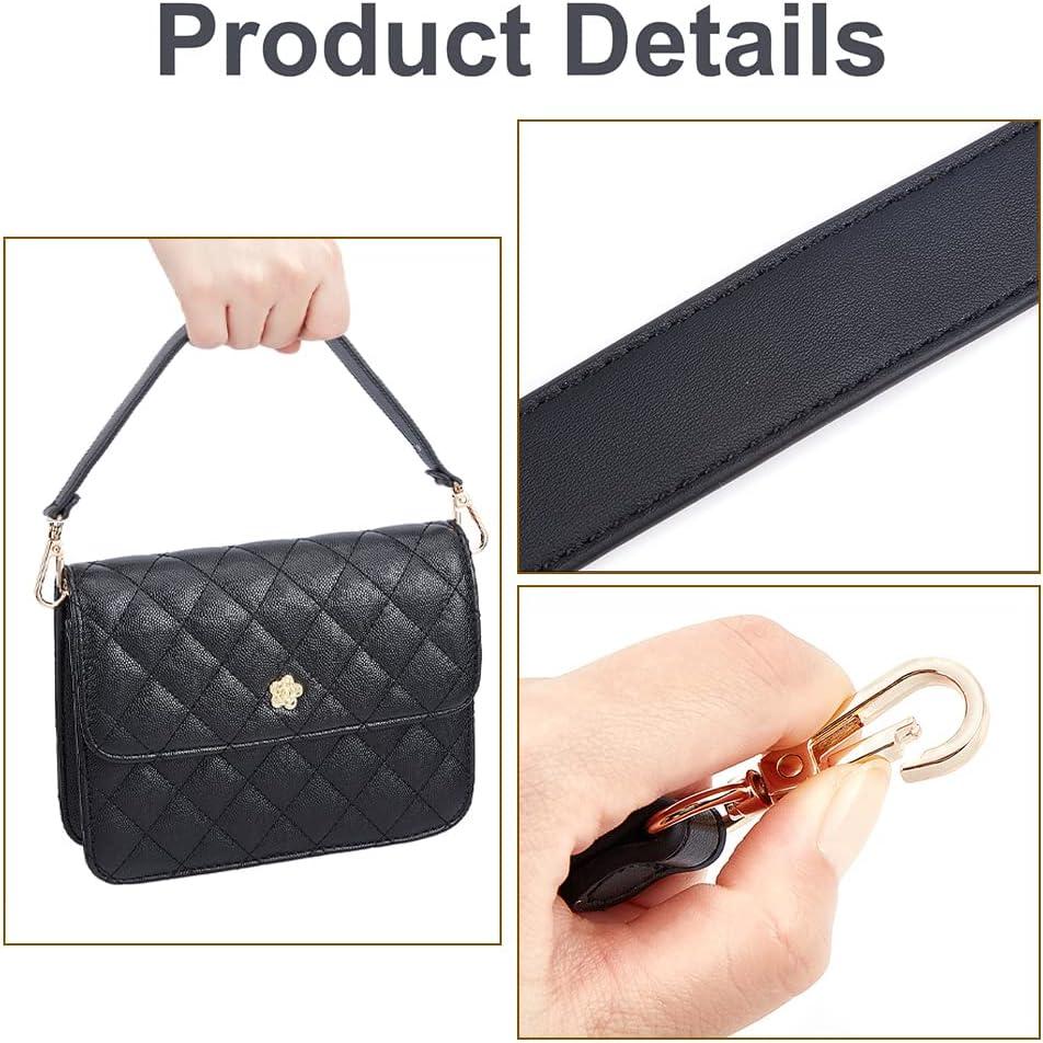 WADORN Cowhide Leather Bag Handles, 25 Inch Black Leather Purse Strap  Replacement Short Handbags Handles Shoulder Bag Strap Detachable Clutches  Handle