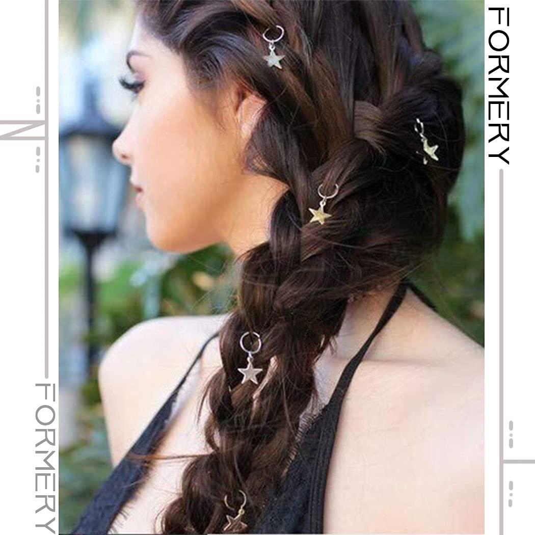 Formery 5PCS Braid Clips Silver Cross Hair Charms Accessories Dreadlock  Rings Jewelry Hair Accessory for Women and Girls