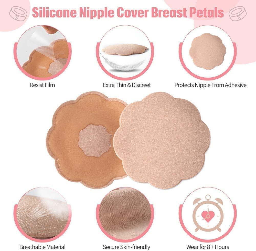 1 Pair Nipple Cover Lift Tape Breast Pads Invisible Bra Women Thin Silicone
