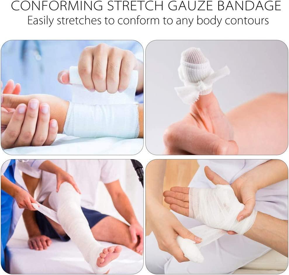 48 pk 4 x 4 Yds White Gauze Bandage Roll w Medical Tape Stretch Rolls  First Aid 
