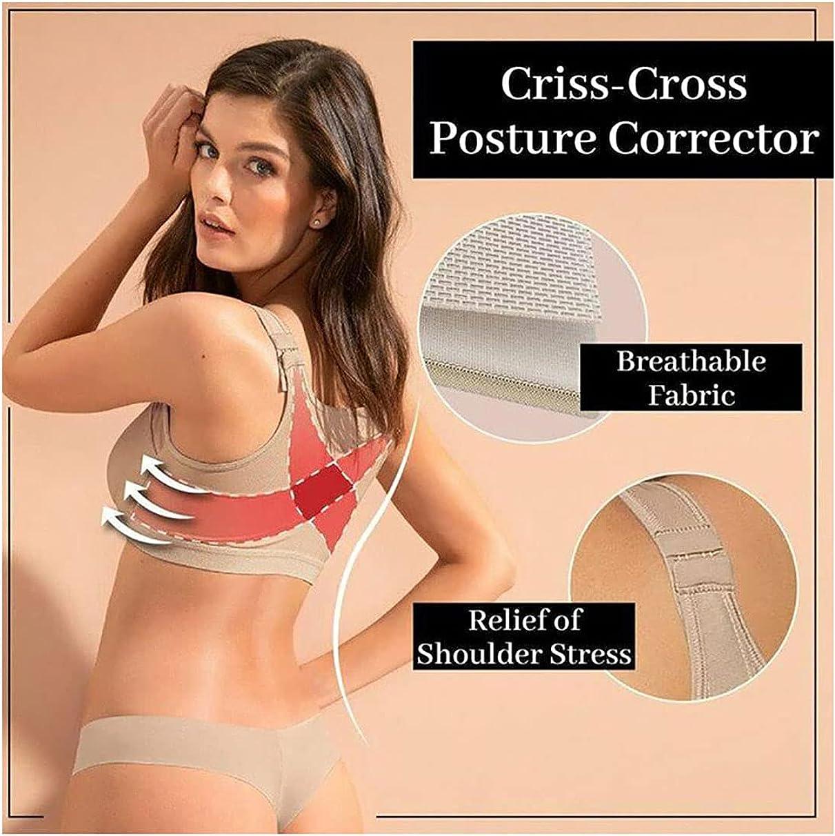Front Closure Posture Corrector Full Coverage Bra - Wireless Back Support  Bras for Women 
